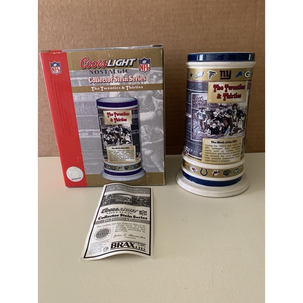 2007 Coors Light NFL Nostalgic Collector Stein Series Twenties & Thirties NOS